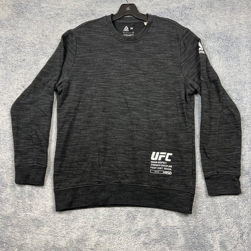 Reebok Mens M Grey UFC Sweatshirt Fight Grade Graphic Training Pullover